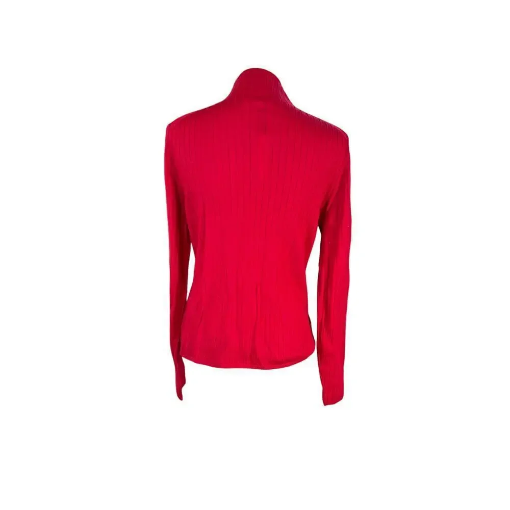 Banana Republic Ribbed Merino Movk-Neck Sweater in RED, size L, NWT! - Picture 6 of 11